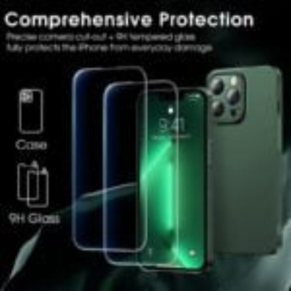 Ultra Slim Green iPhone 13 Pro case + 2 Screen Protectors - Image 3