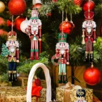 12pcs Christmas Nutcracker Soldier Wooden Pendant Xmas Tree Hanging Ornament 1