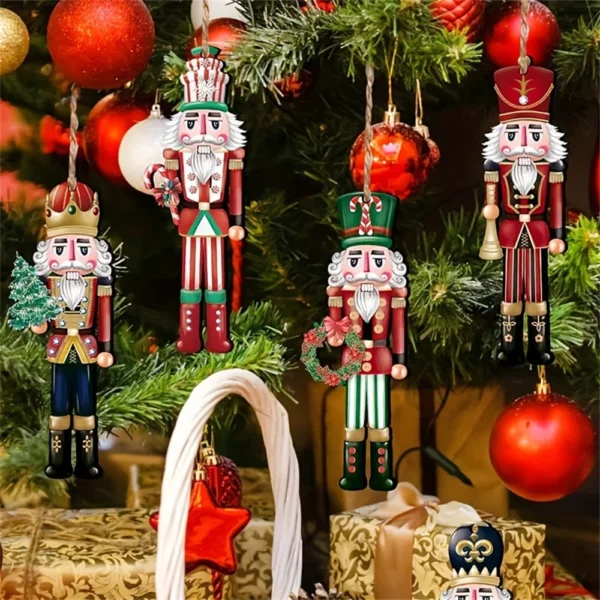 12pcs Christmas Nutcracker Soldier Wooden Pendant Xmas Tree Hanging Ornament 1