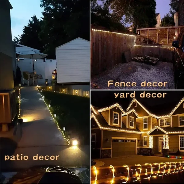 LED Solar String Lights Garden Waterproof Tube Rope Lamp Christmas Garland Fairy Lights For Outdoor Holiday Decoration Lighting 3