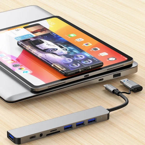 8 in 2 USB +Type C HUB Docking Station with 3.5mm Audio Jack Adapter Micro SD Card Reader 2