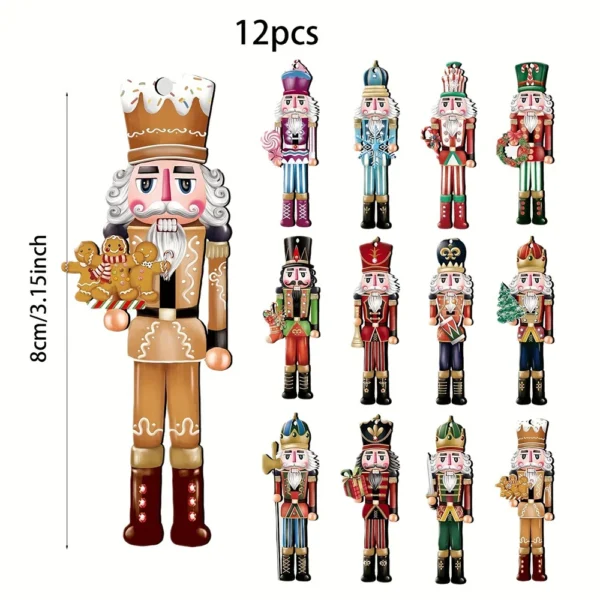 12pcs Christmas Nutcracker Soldier Wooden Pendant Xmas Tree Hanging Ornament 5