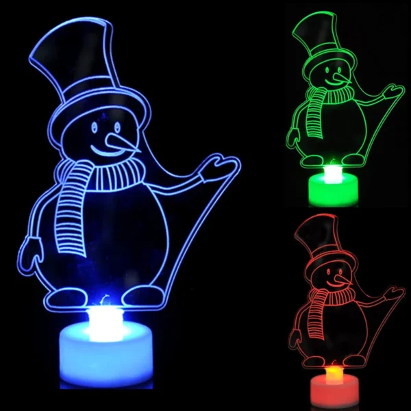 LED Mini Night Lights Colorful Flashing Lights Snowman Lamp Christmas Ornament Birthday Party New Year's Decor Festive Lighting 3