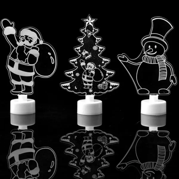 LED Mini Night Lights Colorful Flashing Lights Snowman Lamp Christmas Ornament Birthday Party New Year's Decor Festive Lighting 5