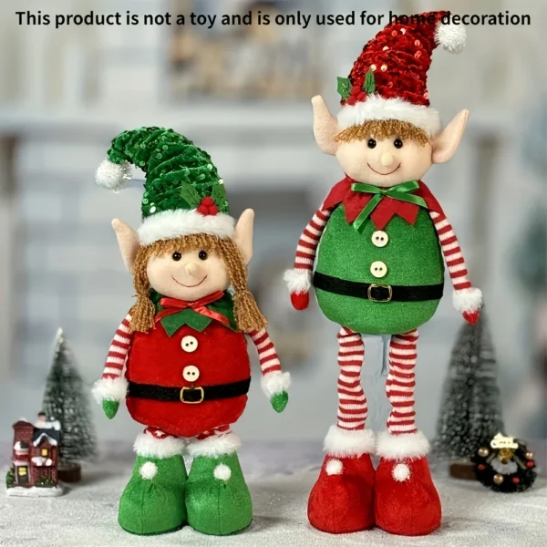 Classic Stretchable Elf Figurine, Festive Polyester Wall Hanging 2