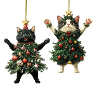 1PC Christmas Tree Pendants Cute Cat Hanging Ornaments 1