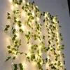 Flower Green Leaf String Lights Artificial Vine Fairy Lights Battery Powered Christmas Tree Garland Light for Weeding Home Decor 1