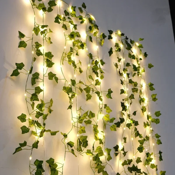 Flower Green Leaf String Lights Artificial Vine Fairy Lights Battery Powered Christmas Tree Garland Light for Weeding Home Decor 1