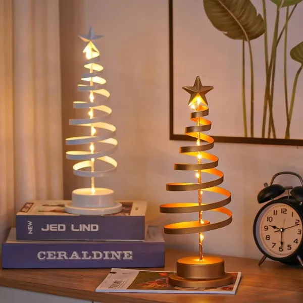 Artificial Christmas Lights Tree Fairy Lamp Tree Metal Spiral Star Lighting Holiday For Home Living Room Decorations Night Lamp 2
