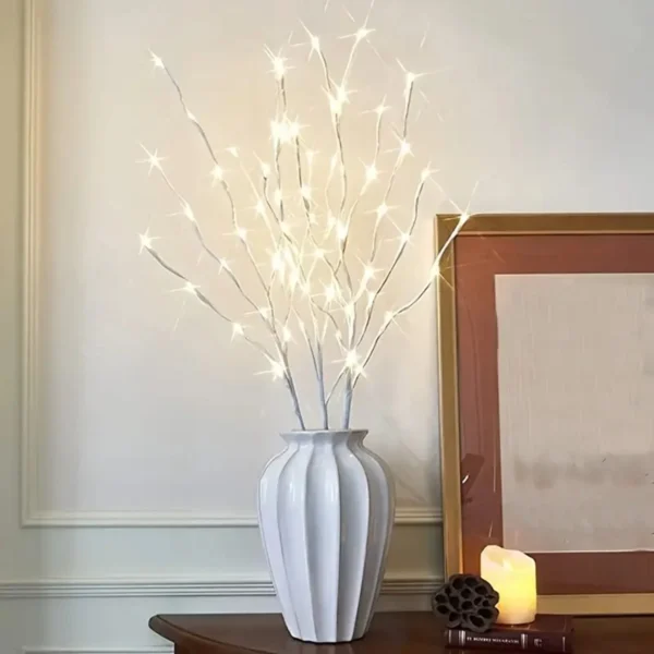 1 PC White Birch Branch Lights Battery Operated 20 LED Fairy Lights Willow Branches for Home Bedroom Inside Outdoor Decoration 4