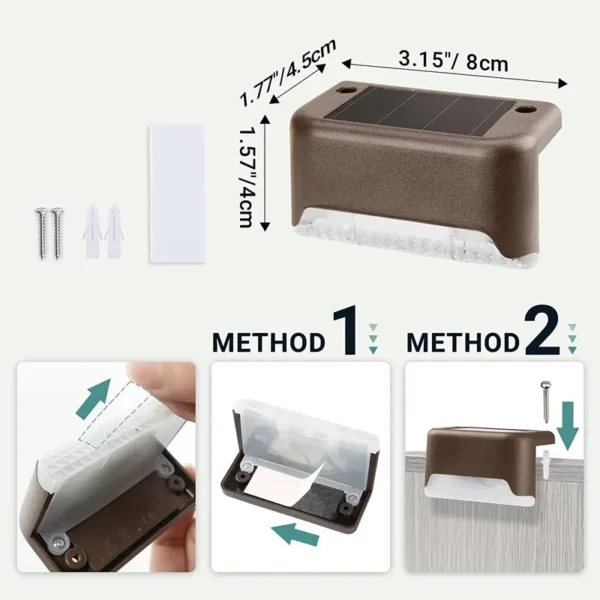Warm White LED Solar Step Lamp Path Stair Outdoor Garden Lights Waterproof Balcony Light Decoration for Patio Stair Fence Light 6