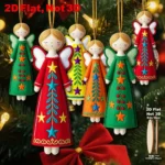 18pcs Colour 11.94 Cm Artificial Wood Flat 2D Angel Decorations Christmas Tree 1