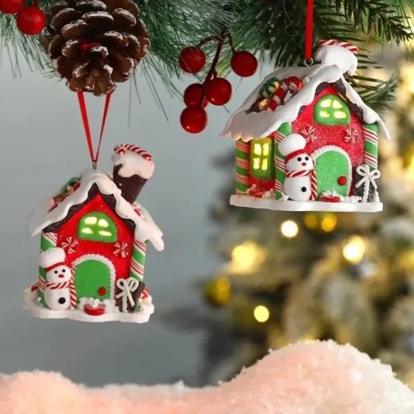 Christmas Gingerbread Small House Pendant Hanging Ornament 5