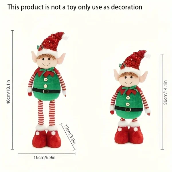 Classic Stretchable Elf Figurine, Festive Polyester Wall Hanging 3
