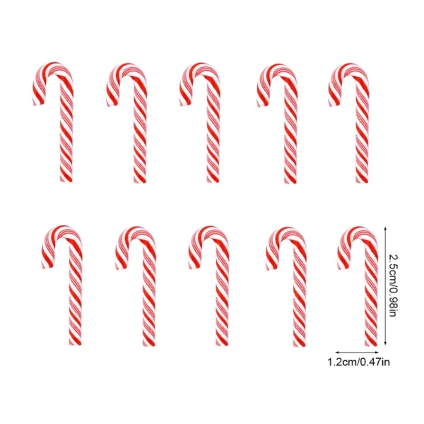 10/30/50Pcs Mini Candy Cane Christmas Decoration Red White Resin Candy 2