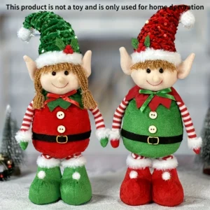 Classic Stretchable Elf Figurine, Festive Polyester Wall Hanging 1
