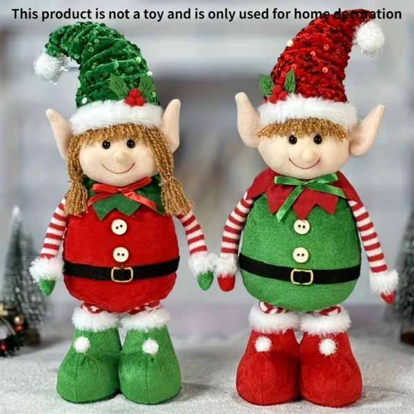 Classic Stretchable Elf Figurine, Festive Polyester Wall Hanging 1
