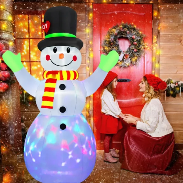2.2M Christmas Snowman Inflatable Rotate LED Light Green Glove 2