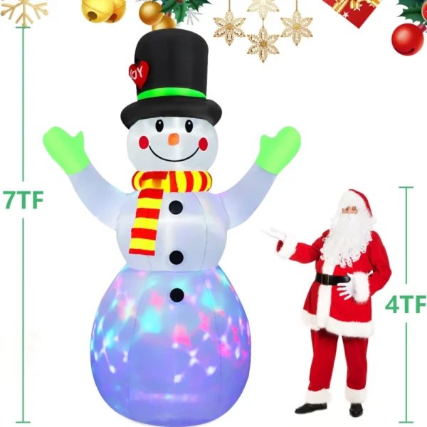 2.2M Christmas Snowman Inflatable Rotate LED Light Green Glove 6