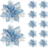 5pcs 14.5cm Glitter Artifical Christmas Flowers Mreey Christmas Tree Decoration Happy New Year Ornaments Xmas Fake Flowers natal 4