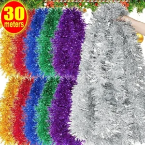 1.5/30M Colourful Christmas Ribbon Garland Xmas Tree Wrapping Tinsel 1