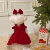 Puppy Bow Knot Dress Set Winter Warm Dog Clothes Pet Christmas 2