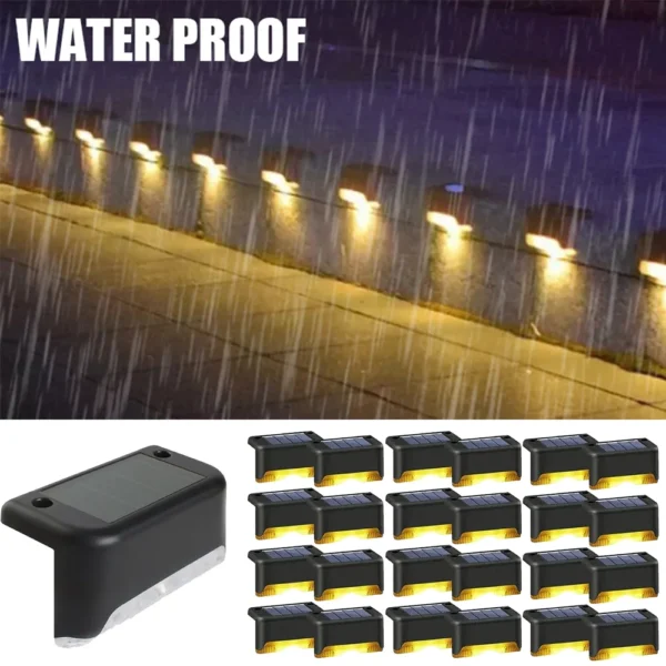 Warm White LED Solar Step Lamp Path Stair Outdoor Garden Lights Waterproof Balcony Light Decoration for Patio Stair Fence Light 1