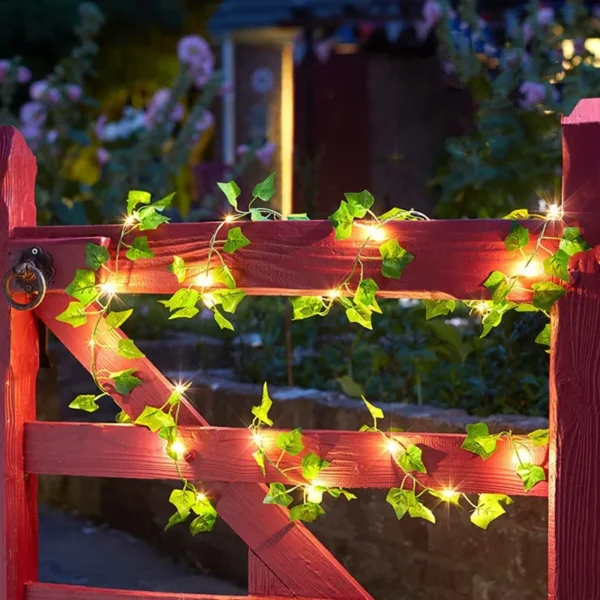 Flower Green Leaf String Lights Artificial Vine Fairy Lights Battery Powered Christmas Tree Garland Light for Weeding Home Decor 4