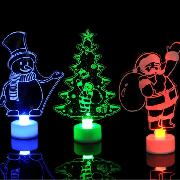 LED Mini Night Lights Colorful Flashing Lights Snowman Lamp Christmas Ornament Birthday Party New Year's Decor Festive Lighting 1