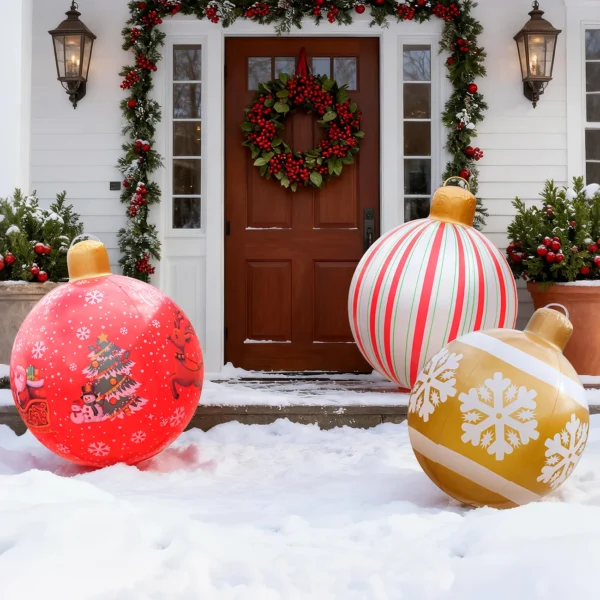 1PC Inflatable Christmas Ornaments Balls Large PVC Holiday Inflatables Decorated Ball 3