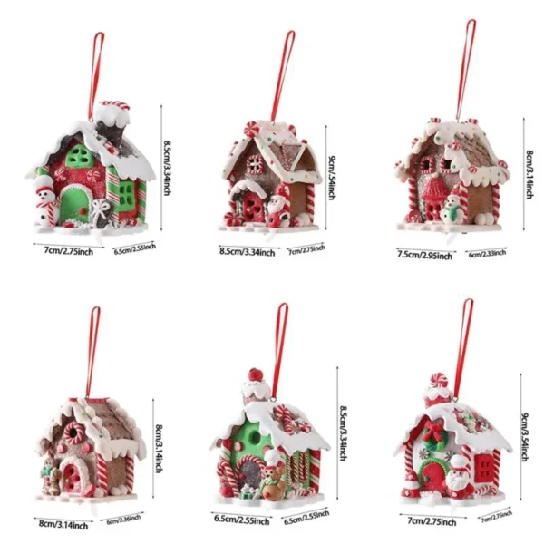 Christmas Gingerbread Small House Pendant Hanging Ornament 6