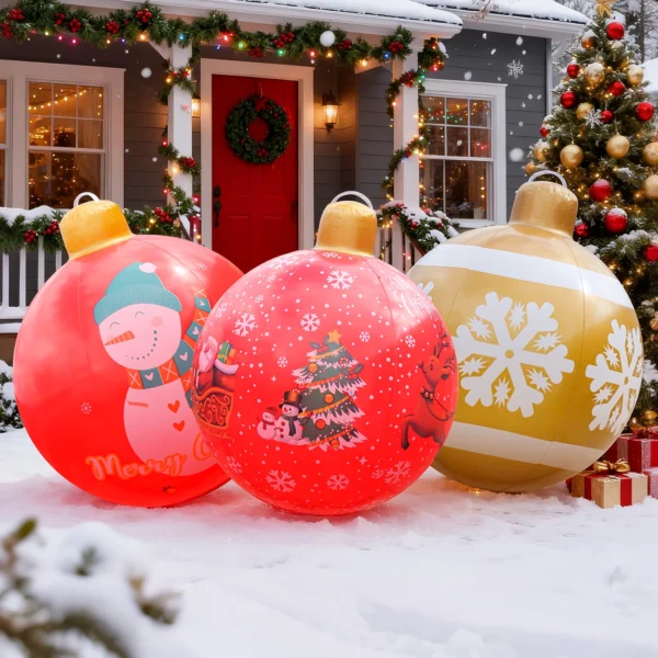 1PC Inflatable Christmas Ornaments Balls Large PVC Holiday Inflatables Decorated Ball 1