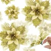 5pcs 14.5cm Glitter Artifical Christmas Flowers Mreey Christmas Tree Decoration Happy New Year Ornaments Xmas Fake Flowers natal 6