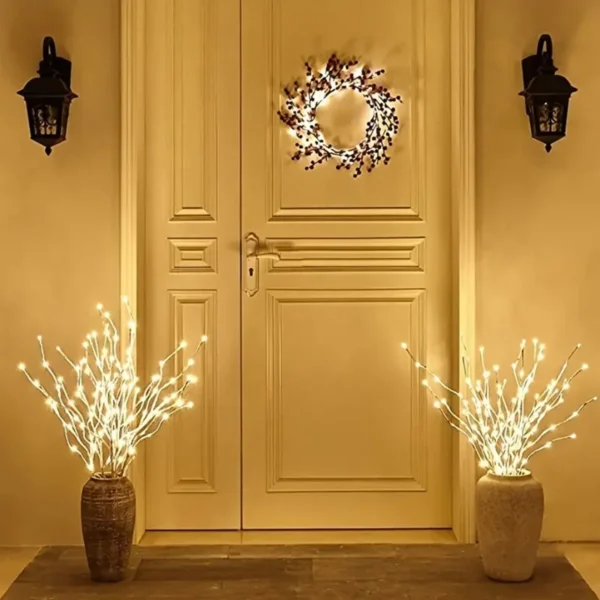 1 PC White Birch Branch Lights Battery Operated 20 LED Fairy Lights Willow Branches for Home Bedroom Inside Outdoor Decoration 3