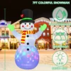 2.2M Christmas Snowman Inflatable Rotate LED Light Green Glove 3