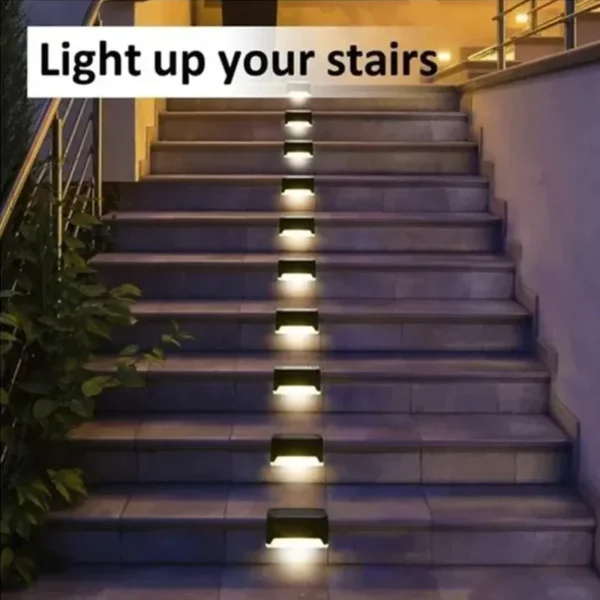 Warm White LED Solar Step Lamp Path Stair Outdoor Garden Lights Waterproof Balcony Light Decoration for Patio Stair Fence Light 2