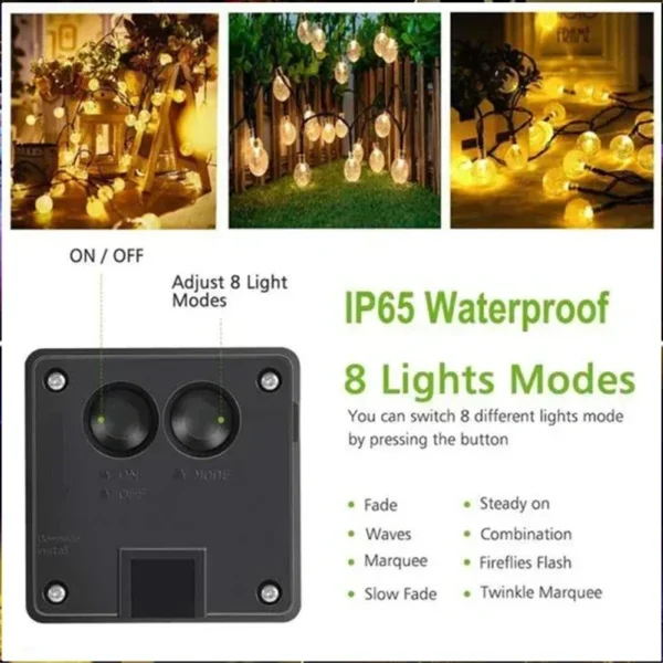 Solar String Lights Outdoor Crystal Fairy Light 6