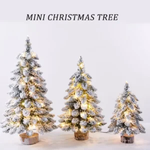 45 cm Christmas Tree Tabletop Figurine Snow Flocked with LED Lights 1