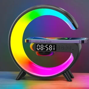 Multifunction Wireless Charger Stand Pad RGB Light Alarm Clock Speaker 1