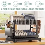 2-Tier Dish Drying Rack with Cutlery Holder, Carbon Steel & Plastic 1