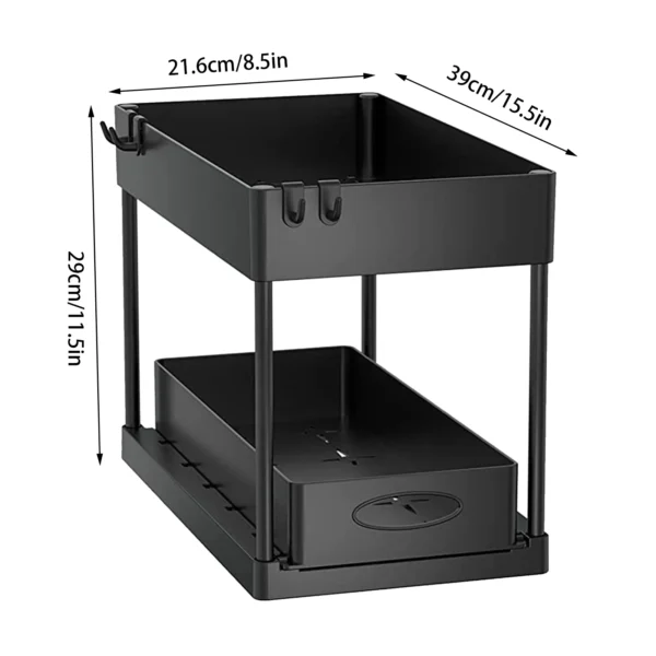 2 Tier Under Sink Organizer Sliding Cabinet Basket 6