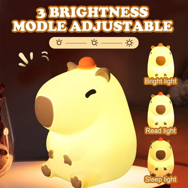 Cute Capybara Night Light Silicone USB Rechargeable 2