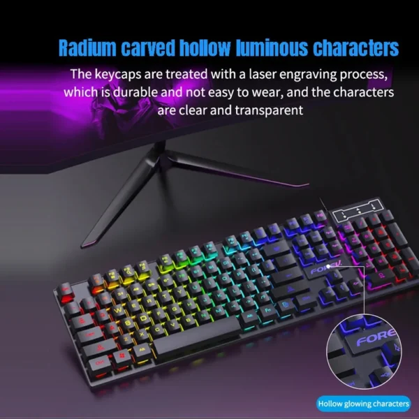 USB Wired Keyboard RGB Colour Gaming Keyboard Mechanical 3