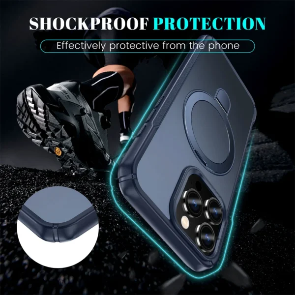 For Magsafe Wireless Charge Fold Magnetic Stand Phone Case For iPhone Anti-slip Bumper Cover 5