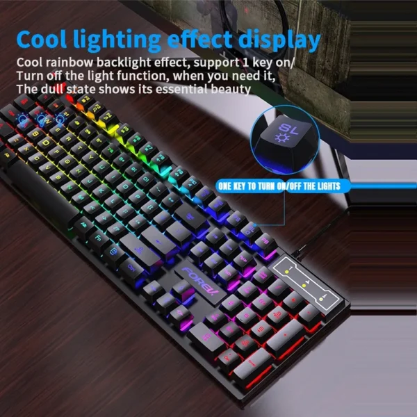 USB Wired Keyboard RGB Colour Gaming Keyboard Mechanical 4