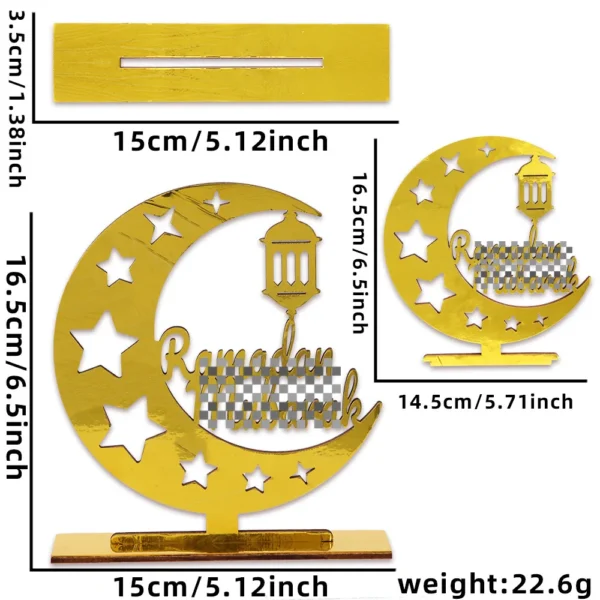 Ramadan Eid Moon Festival Table Decor - Gold Star Crescent - Palace Castle Stand-Up Ornament 6