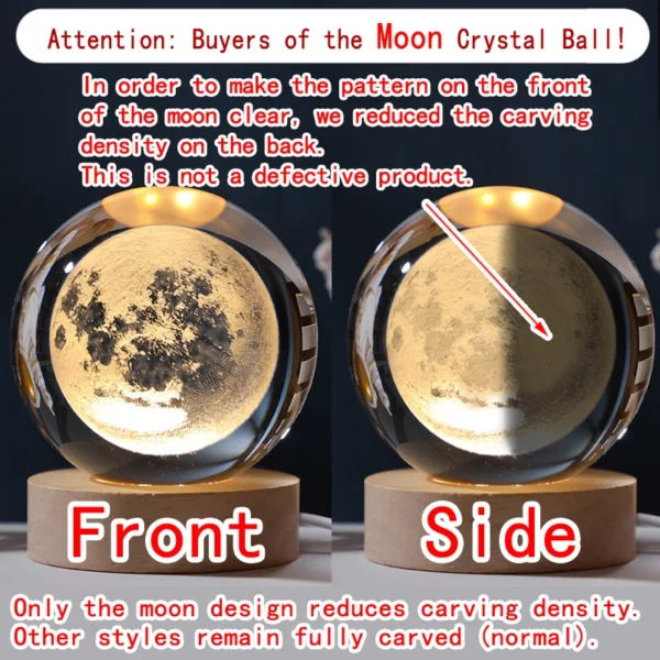 Unique 3D Crystal Ball Night Light Led Glowing Galaxy Lamp 5