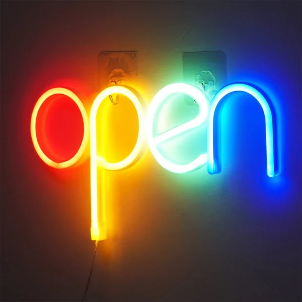 Open Neon Sign LED Glowing Letter Lights 4