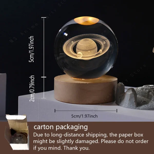 Unique 3D Crystal Ball Night Light Led Glowing Galaxy Lamp 3