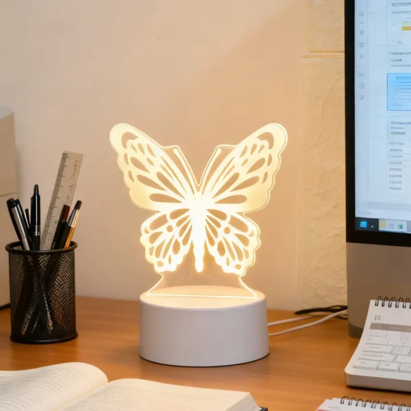 3D LED Butterfly Night Light, USB Desktop Decorative Light 4